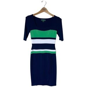 Lauren Ralph Lauren Dress 2 Green Blue Striped Knit Lined Career Office Preppy